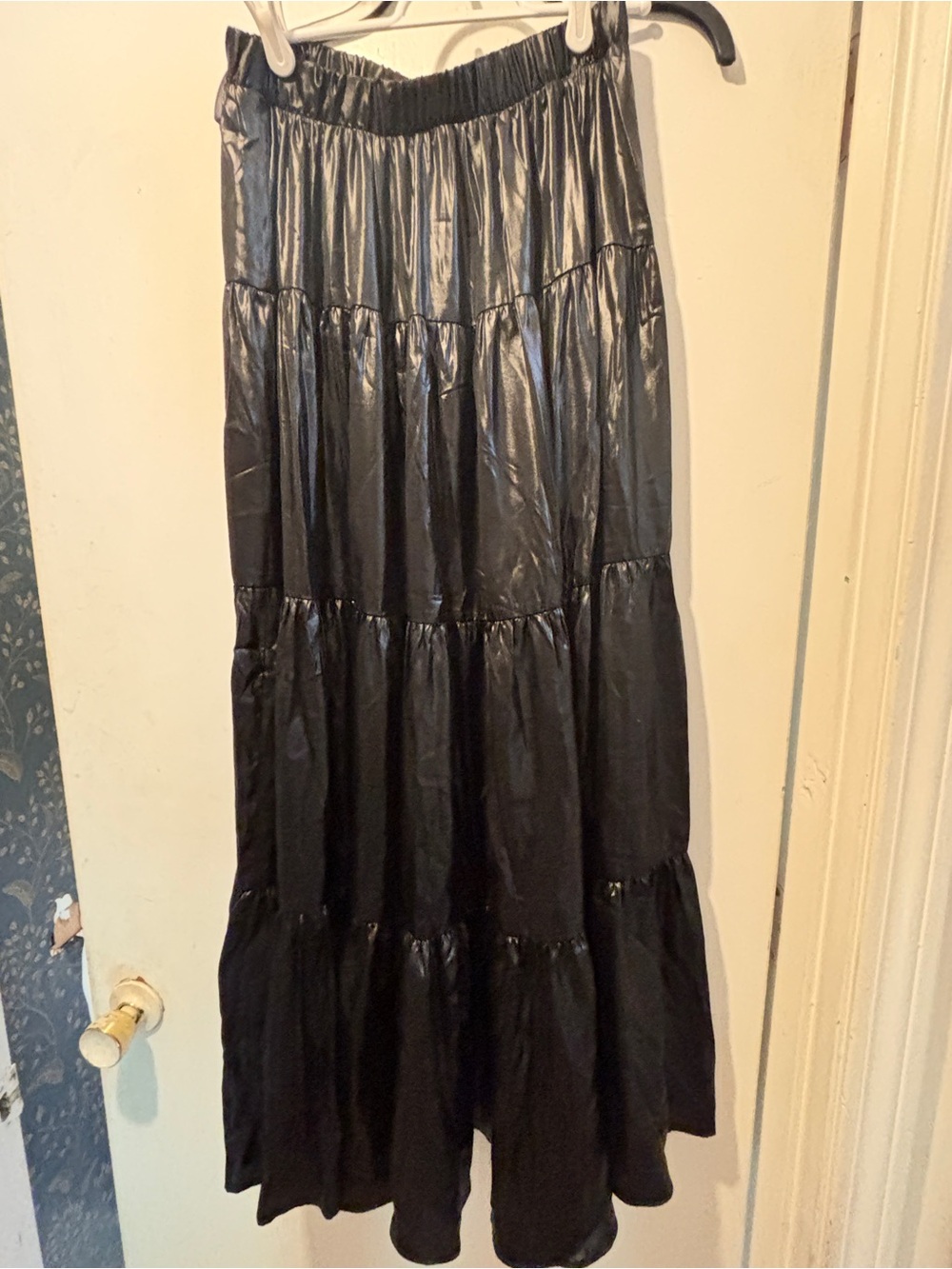 Philosophy Shimmery Black Tiered Maxi Skirt